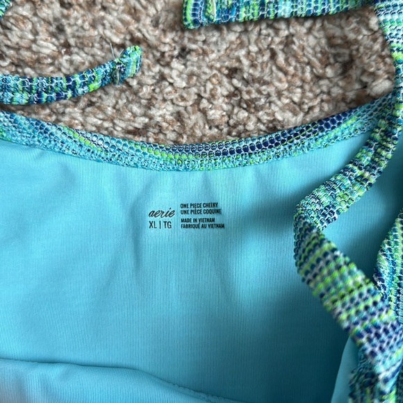 AERIE SPACE DYE PIQUE BANDEAU ONE PIECE SWIMSUIT - Picture 5 of 8